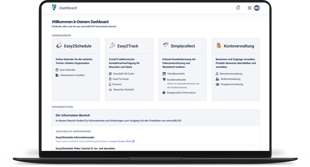 Example Screenshot of Applications Dashboard